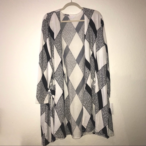 LuLaRoe Sweaters - Graphic Caroline Cardigan White & Black XL NWT LLR